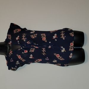 Tie Collar Sheer floral blouse